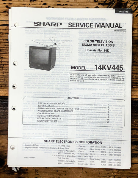 Sharp 14KV445 TV / Television Service Manual *Original*