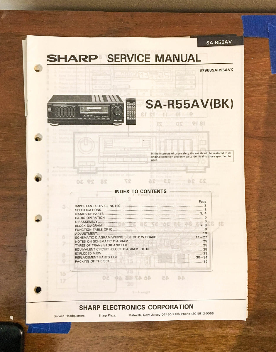 Sony SA-R55A R55AV Receiver Service Manual *Original* – Vintage Audio ...