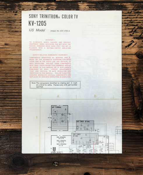 Sony KV-1205 TV  Large Schematic *Original*