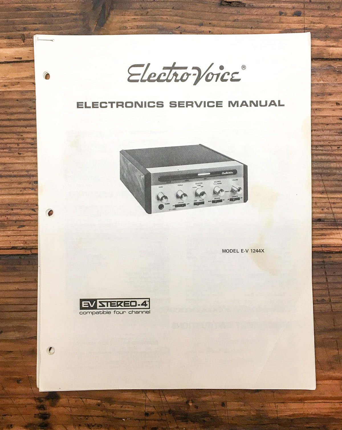 Electro-Voice Model E-V 1244X Receiver  Service Manual *Original*