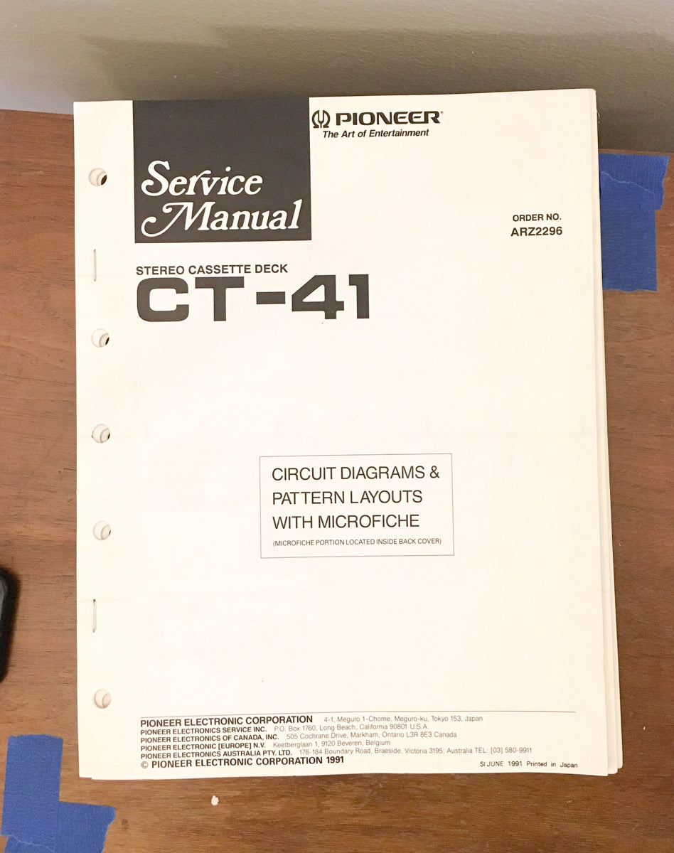 Pioneer CT-41 Cassette  Service Manual *Original*