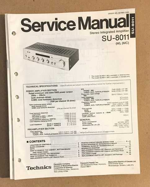 Technics / Panasonic SU-8011 Amplifier  Service Manual *Original*