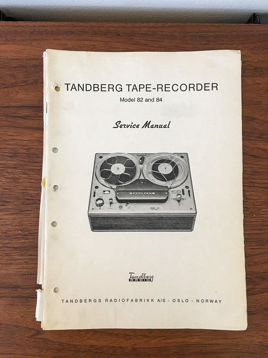 Tandberg Model 82 84 Tape Recorder Service Manual *Original* #2