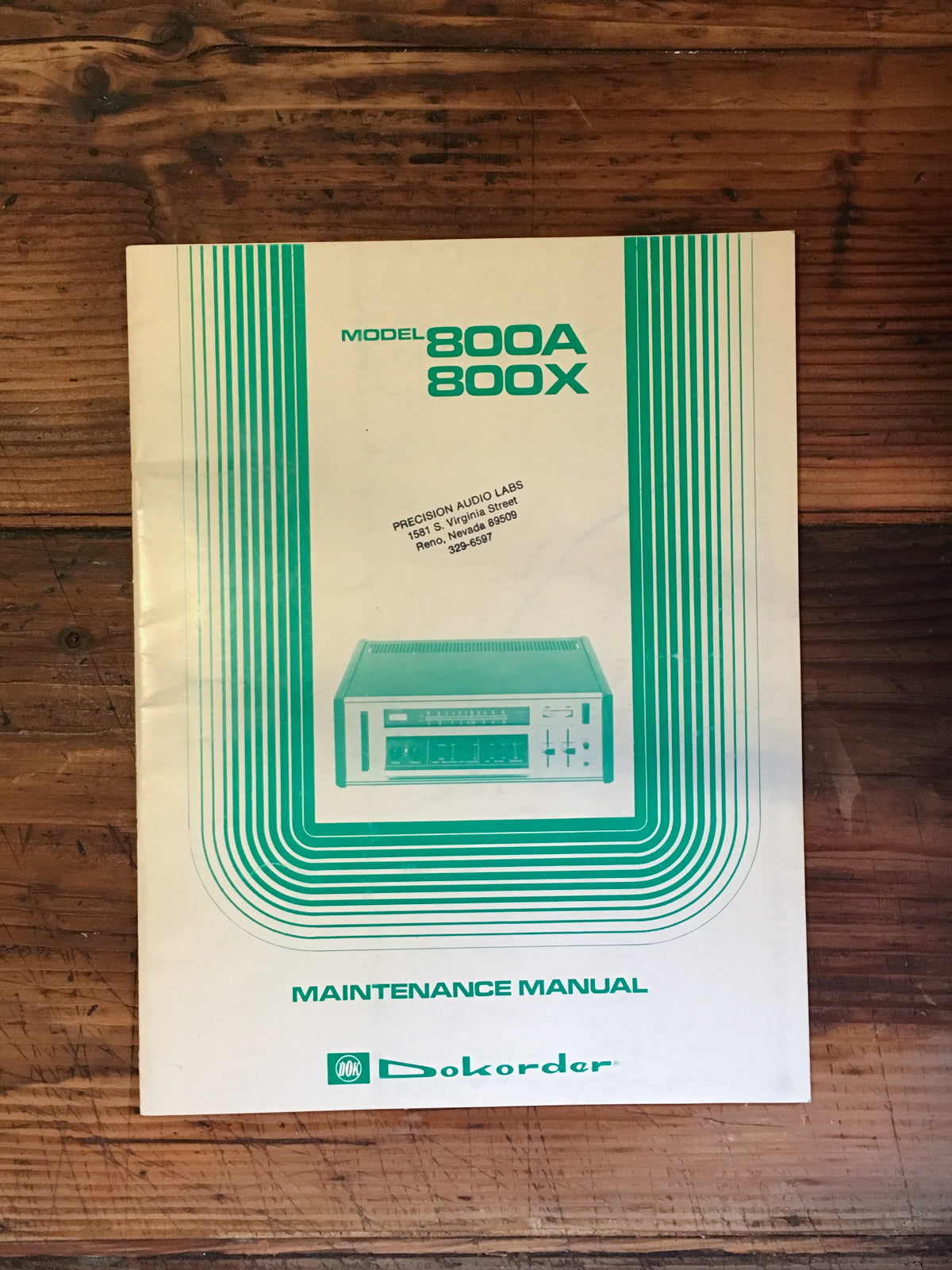 Dokorder Model 800A 800X Stereo Service Manual *Original*