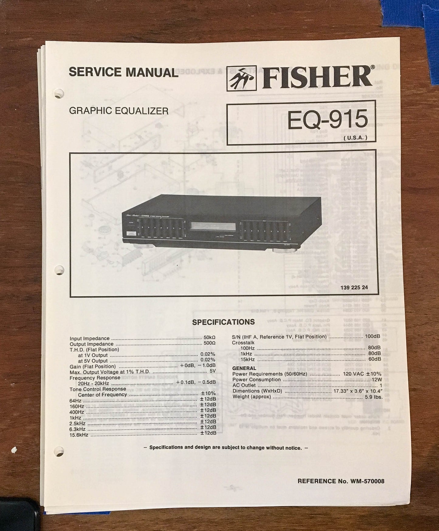 Fisher EQ-915  Service Manual *Original*