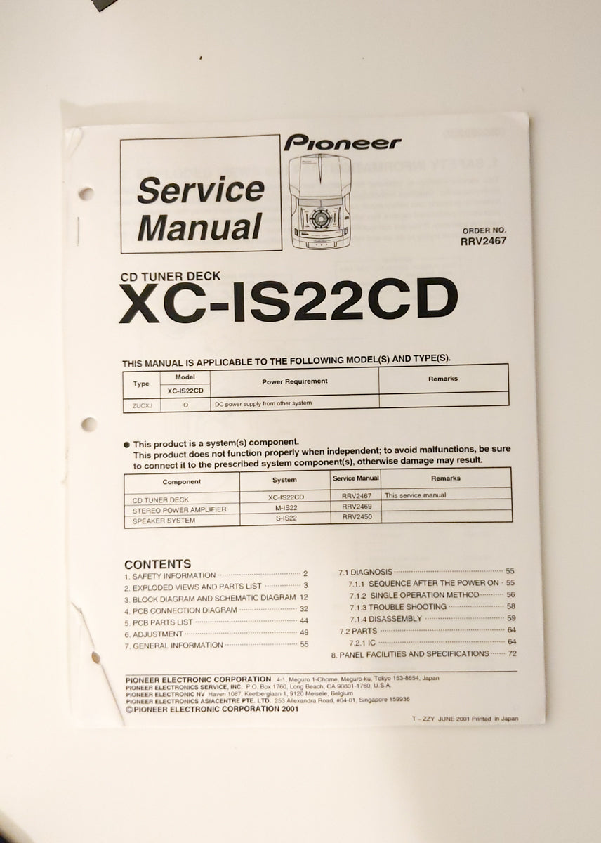Pioneer XC-IS22CD Stereo System Service Manual *Original*