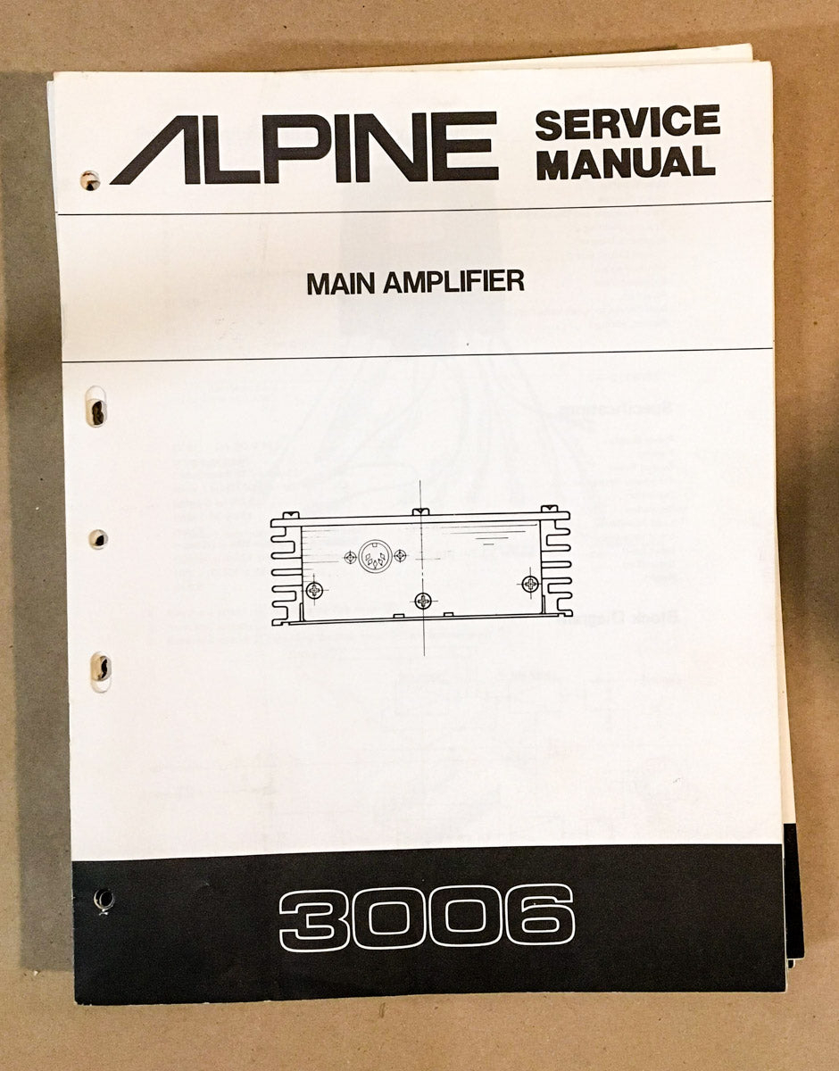 Alpine Model 3006 Amplifier Service Manual *Original*