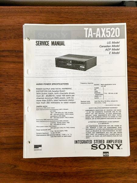 Sony TA-AX520 Amplifier Service Manual *Original*