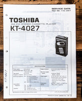 Toshiba KT-4027 Cassette Player Service Manual *Original*