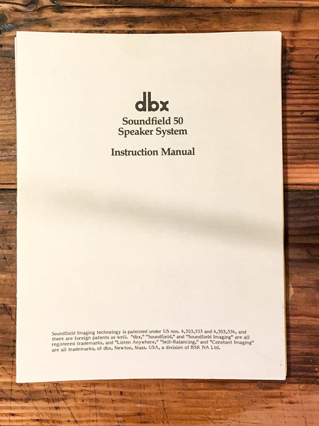 DBX Soundfield 50 SF-50 Speaker Owner / User Manual *Original*