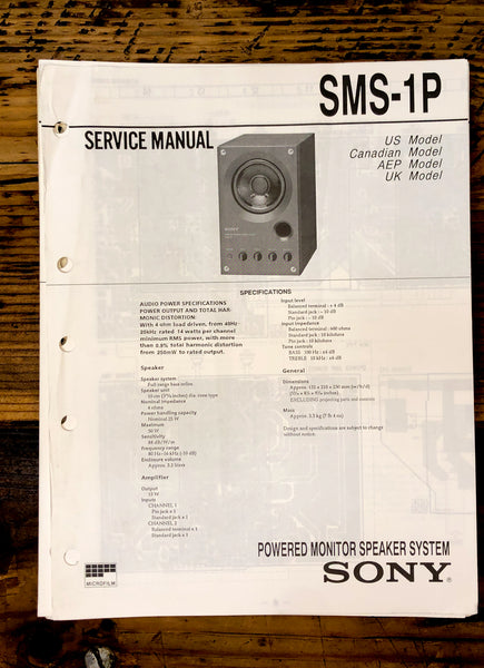 Sony SMS-1P Speaker  Service Manual *Original*