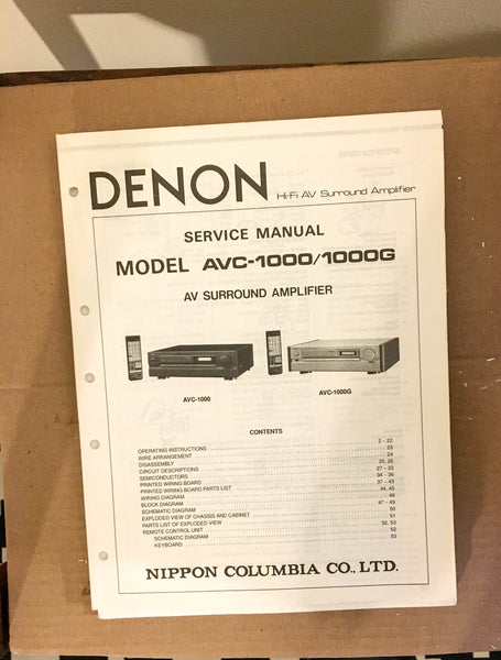 Denon AVC-1000 AVC-1000G AV Control Center Service Manual *Original*