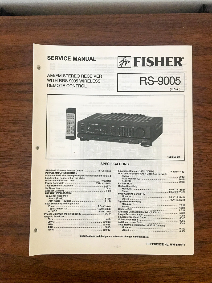 Fisher RS-9005 Receiver Service Manual *Original*