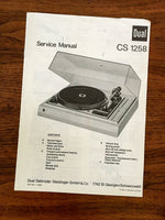 Dual CS 1258 Record Player / Turntable  Service Manual *Original*