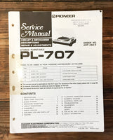 Pioneer PL-707 Record Player / Turntable Service Manual *Original*