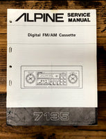 Alpine Model 7135 Car Radio / Cassette  Service Manual *Original*