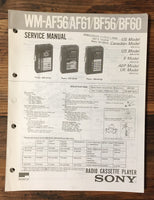 Sony WM-AF56 WM-AF61 -BF56 -BF60 Cassette Service Manual *Original*