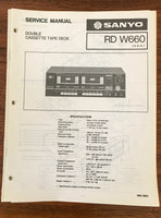 Sanyo RD W660 Cassette Deck Service Manual *Original*