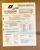 Sansui D-950WR Cassette / Tape Player Service Manual *Original*