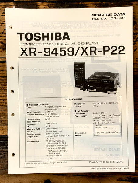 Toshiba XR-9459 XR-P22 CD Player Service Manual *Original*