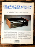 Audio Pulse Model One Time Delay 7 pg Dealer Brochure *Orig*