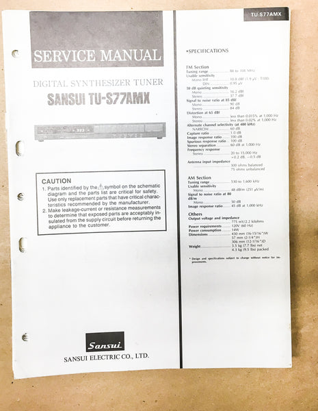 Sansui TU-S77AMX Tuner Service Manual *Original*