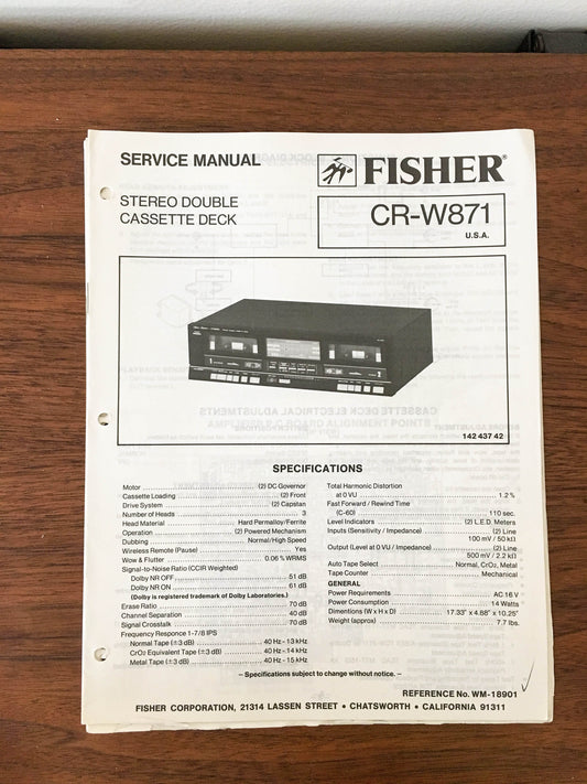 Fisher CR-W871 Cassette Service Manual *Original*