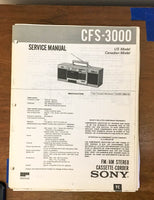 Sony CFS-3000 Radio Cassette Recorder / Boombox Service Manual *Original*