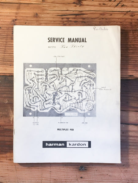 Harman Kardon HK Model 230 Receiver Service Manual *Original*