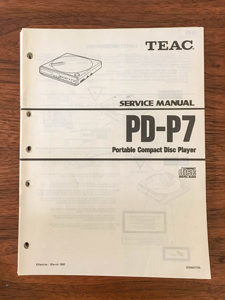 Teac PD-P7 CD PLAYER Service Manual *Original*