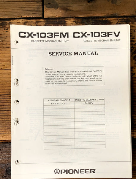 Pioneer CX-103FM CX-103FV Cassette Mechanism  Service Manual *Original*