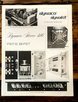 Dynaco  Stereo 416 PAT-5 Bi-Fet Amplifier / Preamplifier Dealer Brochure *Orig*