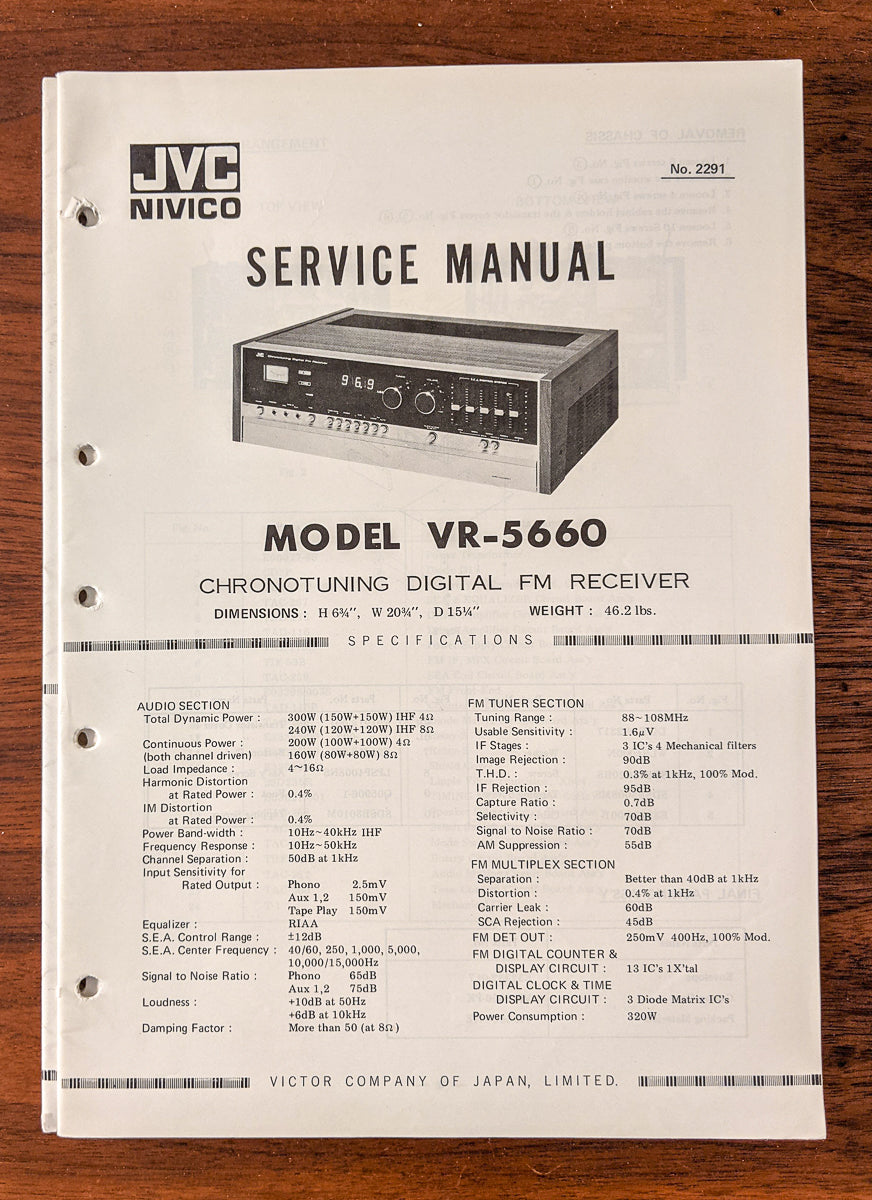 JVC VR-5660 Receiver Service Manual *Original*