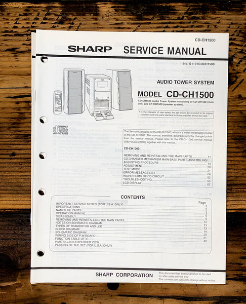 Sharp CD-CH1500 Stereo Service Manual *Original*
