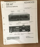Kenwood GE-A7 Equalizer Service Manual *Original*