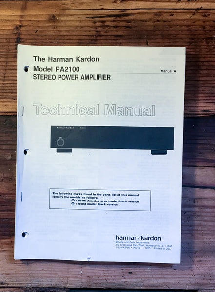 HK Harman Kardon PA2100 PA-2100 Amplifier Service Manual *Original*