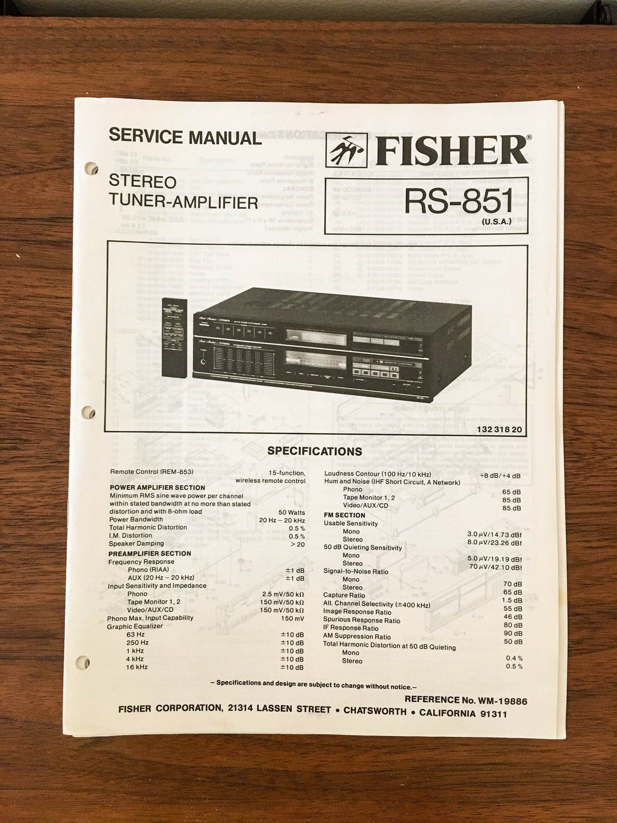 Fisher RS-851 Receiver Service Manual *Original*