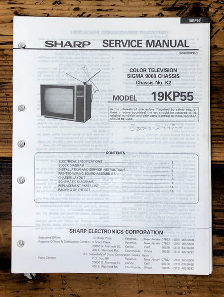 Sharp 19KP55 TV / Television Service Manual *Original*