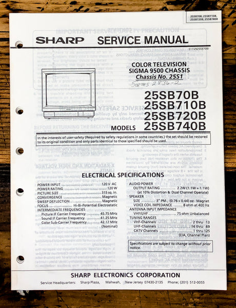 Sharp 25SB70B 25SB710B 25SB720B 25SB740B TV / Television Service Manual *Orig*