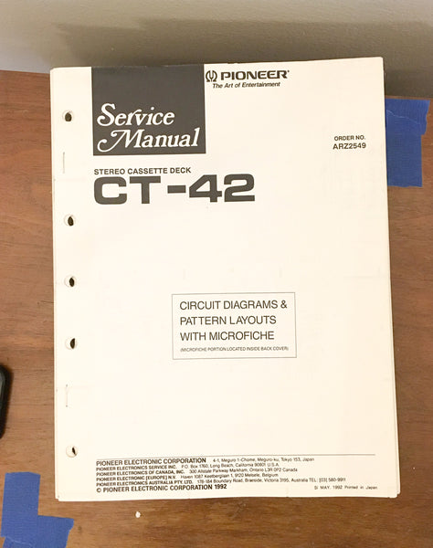 Pioneer CT-42 Cassette  Service Manual *Original*