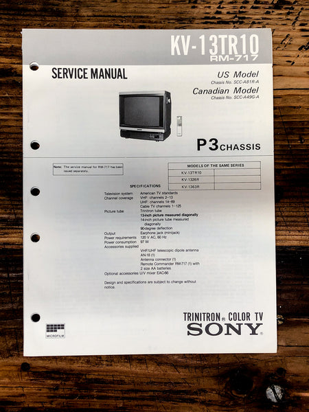 Sony KV-13TR10 TV  Service Manual *Original*