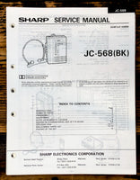 Sharp JC-568 Cassette Service Manual *Original*