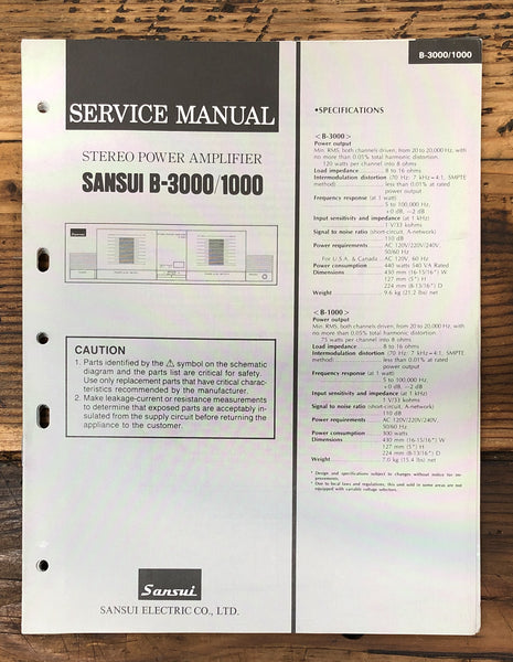 Sansui B-1000 B-3000 Amplifier  Service Manual *Original*