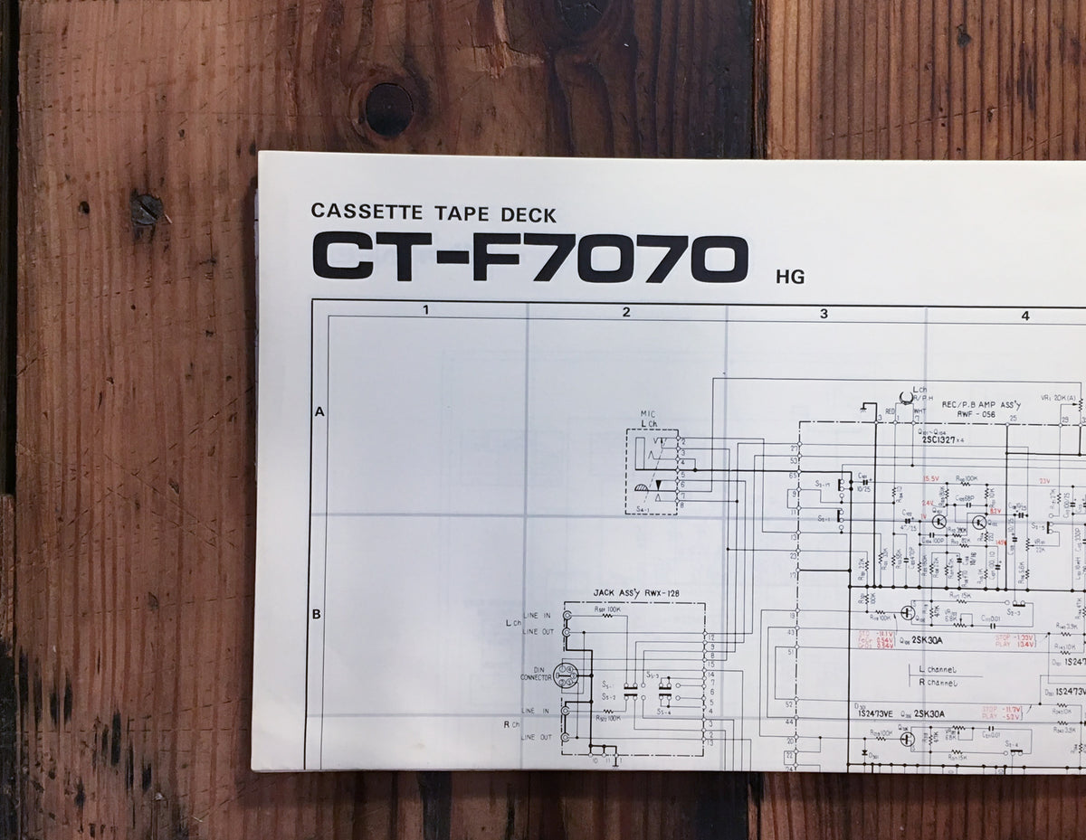 Pioneer CT-F7070 HG Cassette Large Fold Out Schematic Sheet *Original*