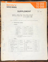 Sony TC-266 TC-366 Reel to Reel Supp. Service Manual *Original*