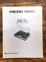 Micro Seiki MB-14 Record Player / Turntable  Service Manual *Original*