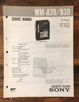 Sony WM-A39 WM-B39 Cassette Service Manual *Original*