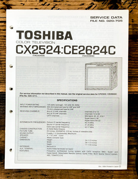 Toshiba CX2524 CE2624C TV Television Service Manual *Original*