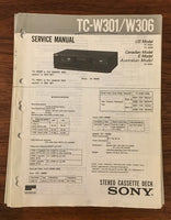 Sony TC-W301 TC-W306 CASSETTE Service Manual *Original*