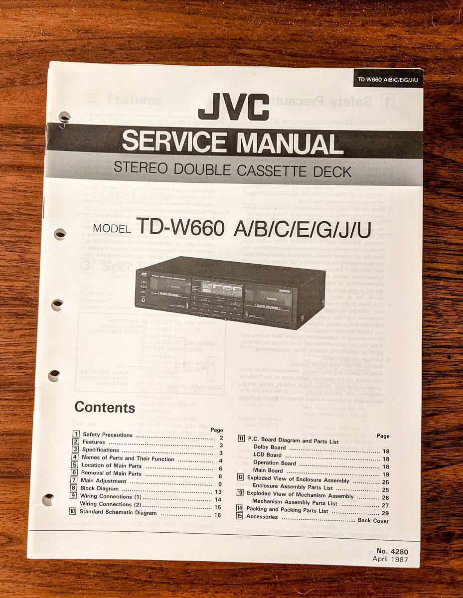 JVC TD-W660 Cassette Deck Service Manual *Original*